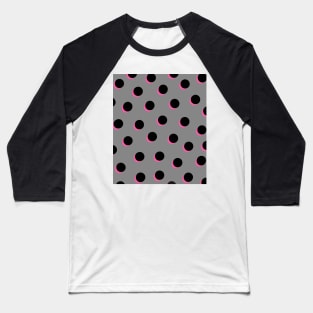 Pink, Grey and Black Polka Dots Spots Baseball T-Shirt